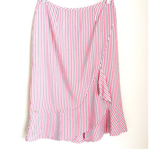 Ted Baker Women Coryn Layered Striped Midi Pink Ruffled Stripe Skirt size 12 NWT - Picture 4 of 12
